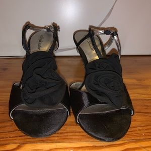 black strap two inch rose heels